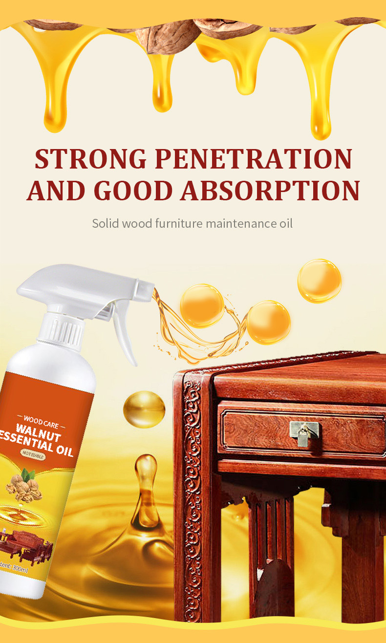 Walnut Oil Redwood Furniture Care Oil for Home Use, Floor Wax, Solid Wood Care and Maintenance, Walnut